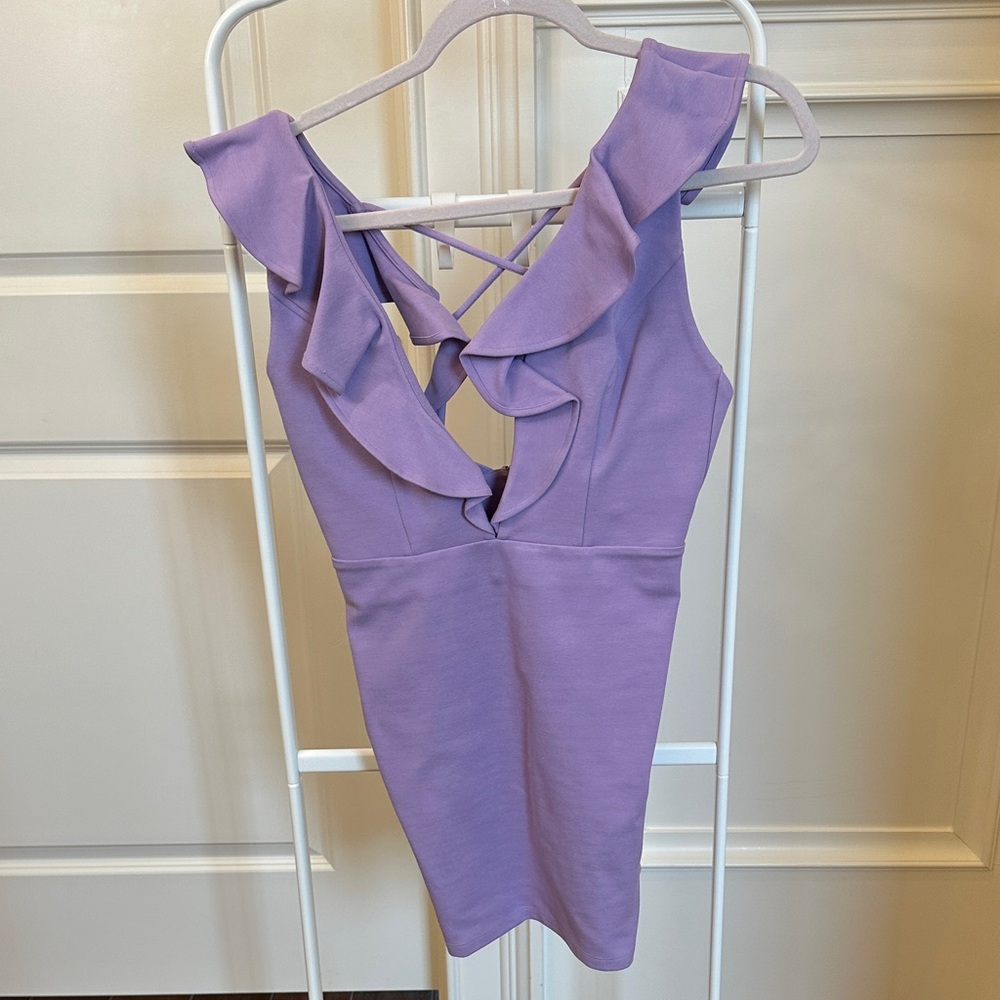 REVOLVE Lavender Plunge Mini Dress